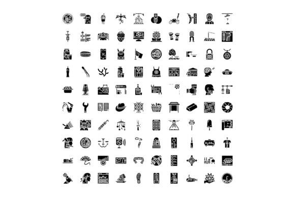 Black Flat Glyph Icons: Creative Design Made Simple