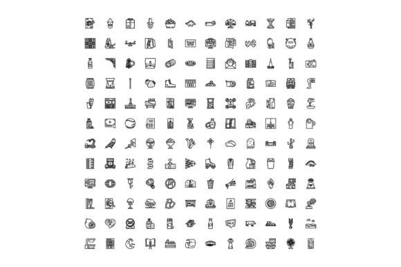 Black Line Icons Diverse Collection for Versatile Design Applications