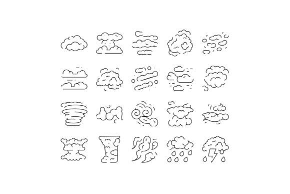 Clouds and Weather Conditions Line Icons
