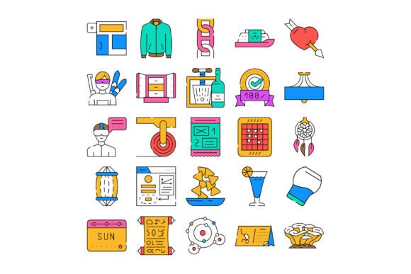 Collection of Flat Color Line Icons: A Versatile Design Tool for Modern Creatives