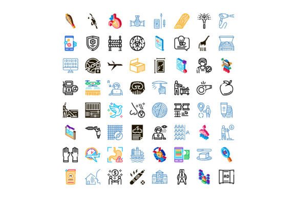 Collection of Various Colorful Icons for Modern Design Projects