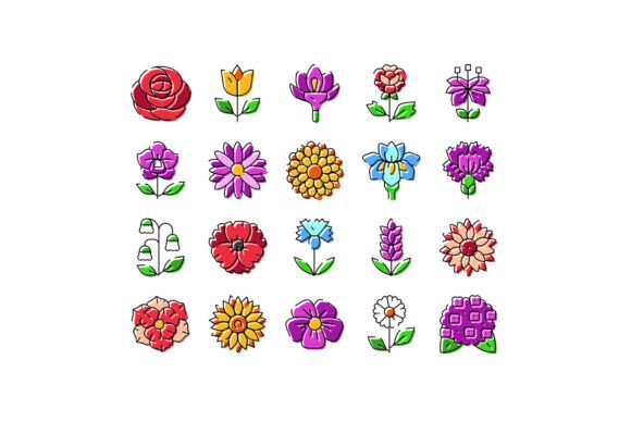 Colorful Flower Icons for Creative Design Projects