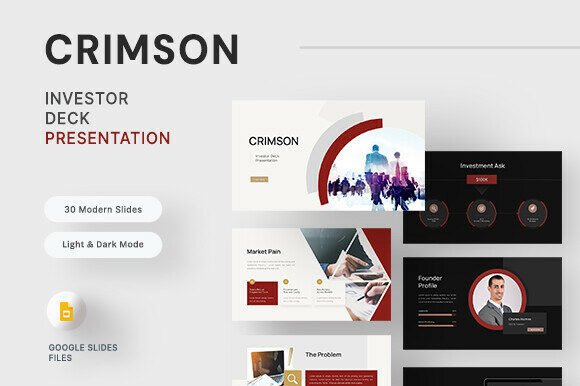 Crimson – Investor Deck Google Slides: A Smart Choice for Professional Pitch Decks