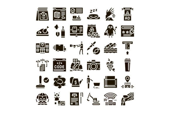 Enhancing Visual Communication with Diverse Business and Service Related Glyph Icons