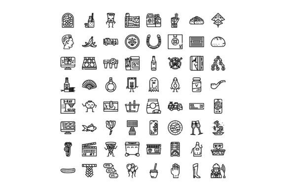 Outline Icons Set with Diverse Symbols: A Versatile Visual Resource for Modern Design