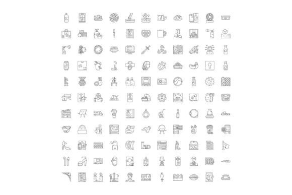 Unlocking Creativity with Diverse Black Line Icons Vector Set Coll