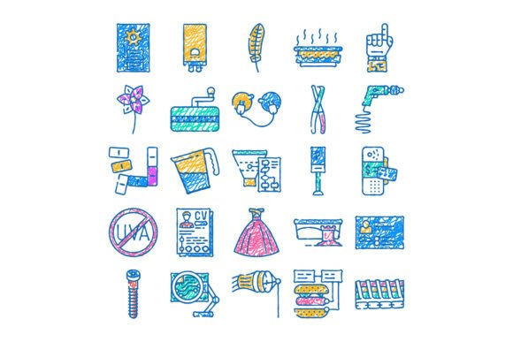 Unlocking Creativity with Doodle Scratch Colorful Icons Set Creati
